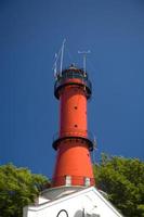 Lighthouse on blue sky photo