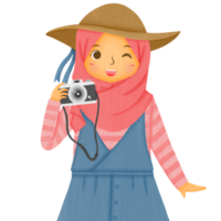 hijab mujer vistiendo playa sombrero png