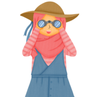 hijab mujer vistiendo playa sombrero png