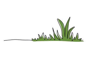 Abstract meadow line with grass. Continuous one line drawing. Vector