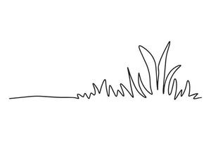 Abstract meadow line with grass. Continuous one line drawing. Vector