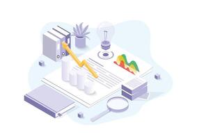 Business planning paper document or work result. Graph and diagram, growth of indicators. Yellow up arrow. illustrator vector