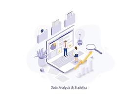 personas caracteres trabajando con datos análisis, negocio estadística, gestión, consultante, marketing. ilustrador vector