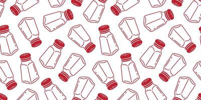 pepper isolated Salt sugar shaker bottle seamless pattern wallpaper background red vector