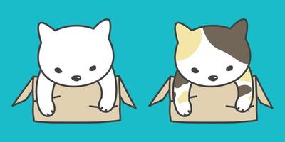 gato vector icono gatito calicó en el caja ilustración personaje garabatear dibujos animados