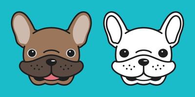 perro vector francés buldog icono dibujos animados personaje cabeza perro sonrisa ilustración marrón