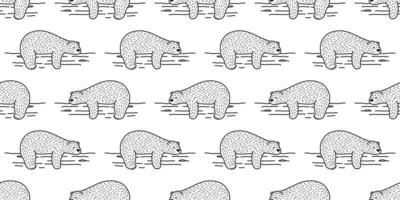 Bear seamless pattern vector Polar Bear sleep log doodle wallpaper background isolated white