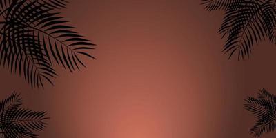 Silhouette of coconut leaves and gradient orange color background vector