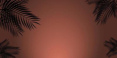 Silhouette of coconut leaves and gradient orange color background vector