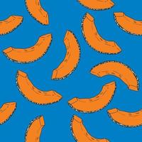 Pattern with melon slices on blue background vector