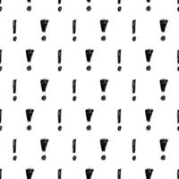 Seamless pattern with hand drawn exclamation mark symbol. Black sketch exclamation mark symbol on white background. Vector illustration