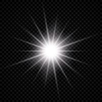 Light effect of lens flare. White glowing light explodes with starburst effects and sparkles vector