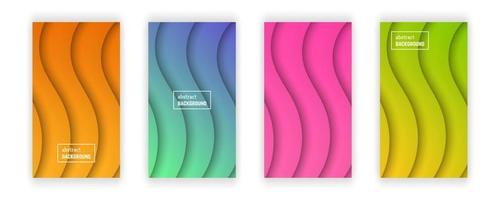 Abstract minimal wave geometric background. Set of four wave layer shape for banner, templates, cards. Vector illustration.