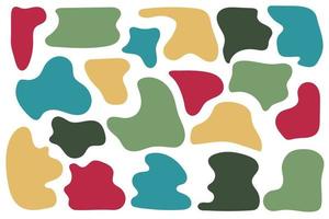 Background of Irregular shapes of amorphous liquid, Colored spots of organic liquid. Abstract spots. Flat style design, vector . Vector