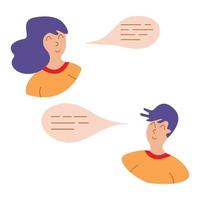 Girl and Guy with Speech Bubble. Thoughts in a head, chatting vector