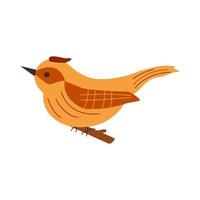 Cute bird is sitting on a branch. Vector hand drawn isolated