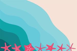 Abstract background with starfish on the blue ocean. Shape background vector for summer beach parties decoration. Summer holidays. Vector