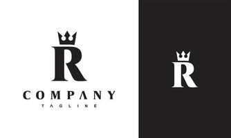 initial R elegant crown logo vector