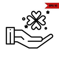 clover in over hand line icon vector