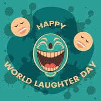 Cartoon face with laughing and world laughter day text vector