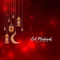 Eid Mubarak muslim religious festival greeting card design vector