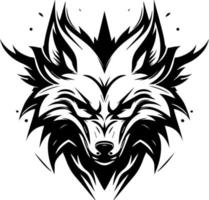 negro y blanco lobo cabeza símbolo gráfico vector ilustración