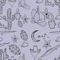 Arizona desert vibes seamless hand drawn pattern vector