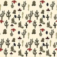 Western vibes pattern with cactus and flowers vector