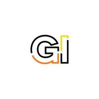 Abstract letter GI logo design with line connection for technology and digital business company. vector