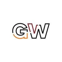 Abstract letter GW logo design with line connection for technology and digital business company. vector