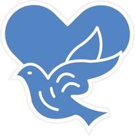 Dove with Heart Icon Vetor Style vector