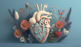 World Mental Health day illustration concept, World Health Day Images, Heartbeat, Stethoscope, world health day April 7, poster, banner, design, theme, 2023, Generate Ai photo