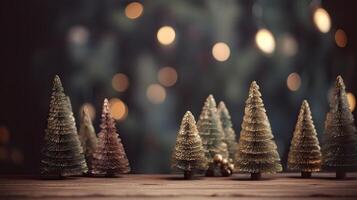 Navidad decoración en de madera antecedentes. generativo ai. foto