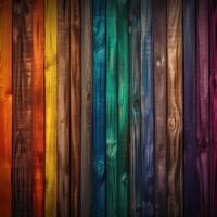 wooden colorful rainbow background made of wooden planks with copy space for text. . photo