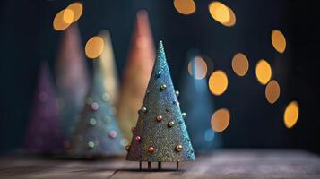 Christmas tree decoration on wooden background. . photo