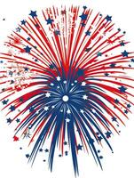 4th of July, Independence day - greeting design with USA patriotic colors firework burst rays. can be used for t-shirt graphics, print. Vector illustration. . photo
