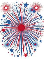 4th of July, Independence day - greeting design with USA patriotic colors firework burst rays. can be used for t-shirt graphics, print. Vector illustration. . photo