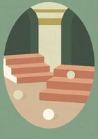 minimalista arquitectura escalera elementos póster ilustración. moderno estético ilustración. bohemio estilo artístico diseño para hogar decoración vector