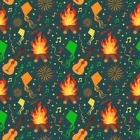 Festa Junina seamless pattern for Latin American holiday, the June party of Brazil festive vector background