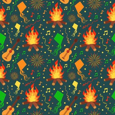 Festa Junina seamless pattern for Latin American holiday, the June party of Brazil festive vector background