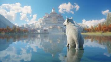 A very cute giant Dog looks up at the sky of Brada photo