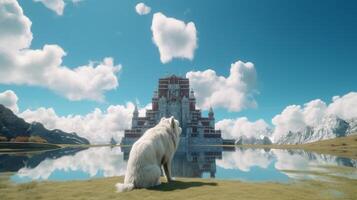 A very cute giant Dog looks up at the sky of brada photo