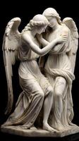 Amour and Psyche white marble statue epic photo