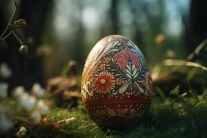cinematográfico de cerca Disparo de un hermosamente decorado huevo generativo ai foto