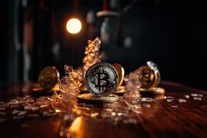 Cryptocurrency bitcoin the future coin. . photo