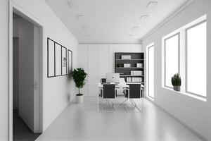 White office interior with mock up . photo