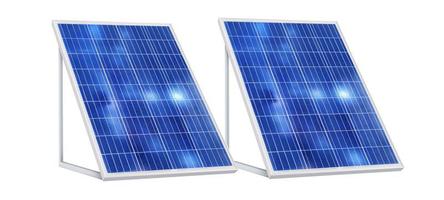 Solar panels in solar farm with sun lighting to create the clean electric power photo