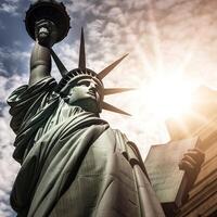 estatua de libertad. 4to de julio. independencia día de unido estados generativo ai. foto