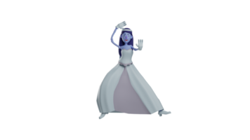 3D Illustration. Strong princess 3D cartoon character. Princess is ready to fight. Princess shows his hands forward. Princess is practicing in order to master martial arts. 3D cartoon character png