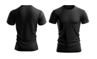 llanura negro camiseta Bosquejo plantilla, con vista, frente y atrás, generativo ai png